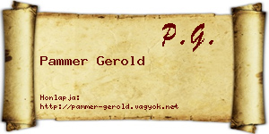 Pammer Gerold névjegykártya